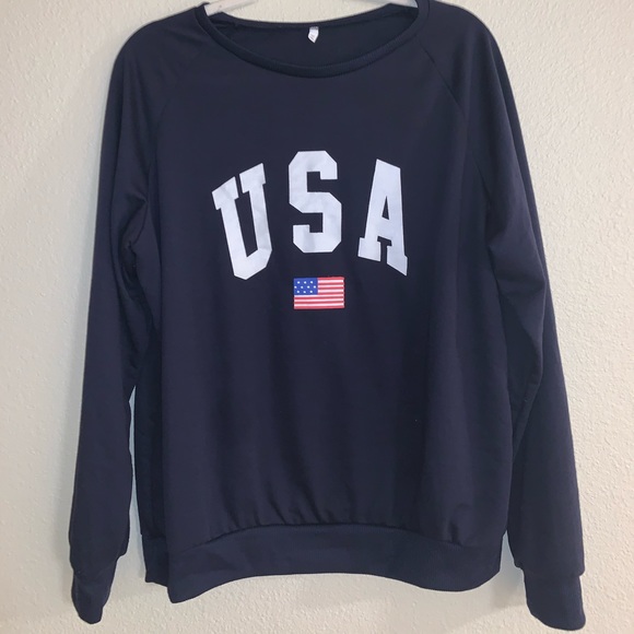 Sweaters - Dark Blue Light Weight Crewneck USA Sweatshirt!